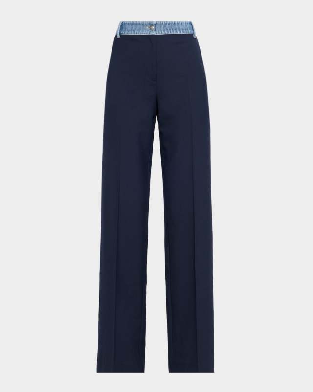 Poe Straight-Leg Mixed Media Pants